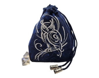 Owl dice bag, TTRPG, board game accessory