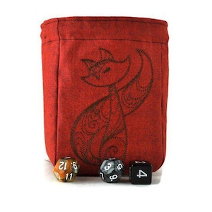 Fox dice bag, role playing game dice bag, game accessory