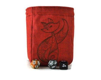 Fox dice bag, role playing game dice bag, game accessory