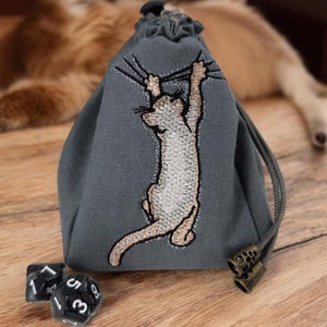 シャム猫のサイコロバッグ、DND サイコロバッグ、ホールディングバッグ、ポーカーチップバッグ、卓上ゲーム