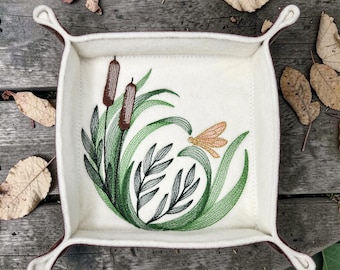 Cattails and butterfly dice tray, dice rolling tray, tabletop gaming, board game accessory.