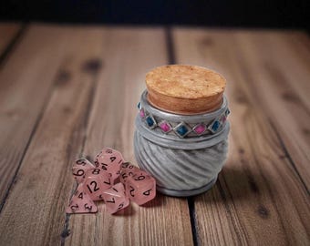 Mini Jar with a set of light pink mini dice