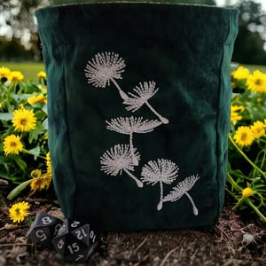 Dandelion dice bag, TTRPG, role playing, game bag dnd