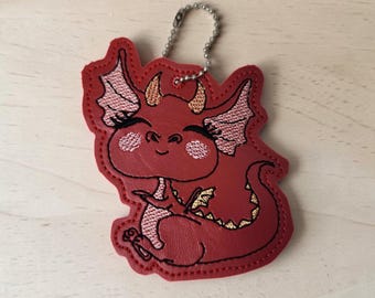 Red Vinyl Dragon Bag Charm, TTRPG Bookmark Accessory