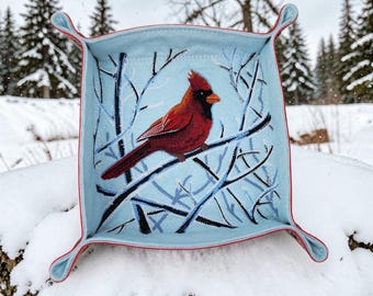 Plateau à dés pliable avec motif oiseau cardinal, TTRPG, dnd, accessoire de jeu