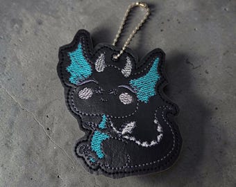Black Vinyl Dragon Bag Charm, TTRPG Bookmark Accessory