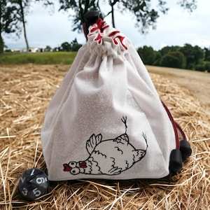 Sacchetto per dadi a forma di pollo divertente, sacchetto per dadi D&D, sacchetto per dadi RPG, sacchetto per dadi umoristico, sacchetto per dadi D&D, sacchetto per dadi poliedrici