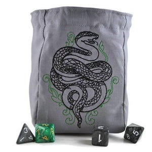 Serpent Dice Bag, Role Playing Game Bag, DM dice bag, bag of holding, gaming dice bag, snake dice pouch