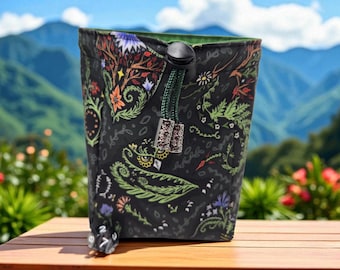 Fantasy themed folk art large dice bag, dnd dice bag, extra-large dice pouch, bag of holding, dice collector