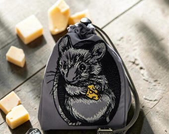 Sac à dés souris avec fromage, sac de jeux RPG, sac de rangement, pochette à dés polyédrique, jeux fantastiques, jeux de stratégie
