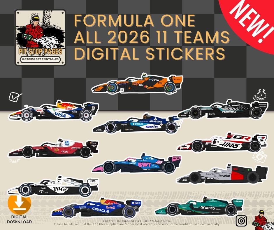 NEW F1 2026 All 11 Cars Digital Stickers - Formula One Stickers - Etsy