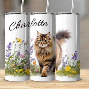 Sibirische Katze Becher, benutzerdefinierte Katzenbecher, niedliches Katzenmama Geschenk, Blumenbecher, Katzenliebhaber Geschenke, personalisierte Becher