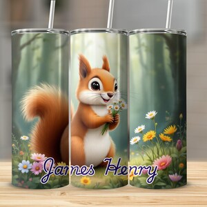 Custom Squirrel Tumblers, Personalized Animal Design, 20oz Tumbler, Cute Woodland Creature Cup, Gift for Squirrel Lovers