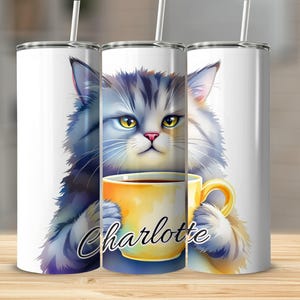 Katzenbecher, grau getigerte Katze, Kaffeetasse, lustiges Katzenliebhabergeschenk, benutzerdefinierte Becher, fügen Sie Text hinzu, personalisierte Katzenbecher, niedlicher Katzenbecher