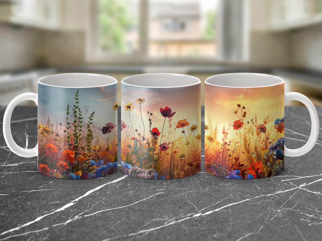Wildflower Garden Mug, Floral Coffee Cup, Nature Inspired Drinkware ...