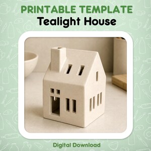 Tealight House Template – Slab Pottery Pattern for Ceramics (Printable PDF)