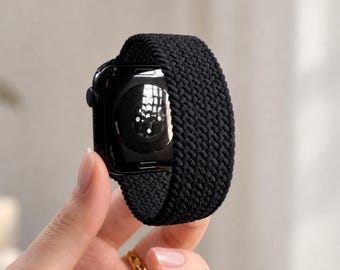 1 correa de reloj de nailon trenzado compatible con Apple Watch, correa deportiva elástica Series 12 11 10 9 8 7 6 5 SE Ultra 38 40 41 42 44 45 46 49 mm