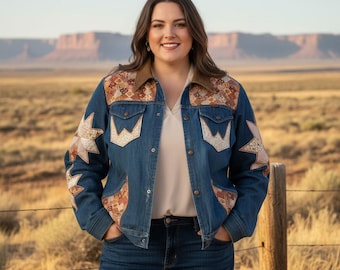 Vintage Wrangler  Upcycled Custom Patchwork Denim Jacket
