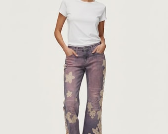 Upcycled One-of-a-Kind Patchwork Denim Jeans Size 9