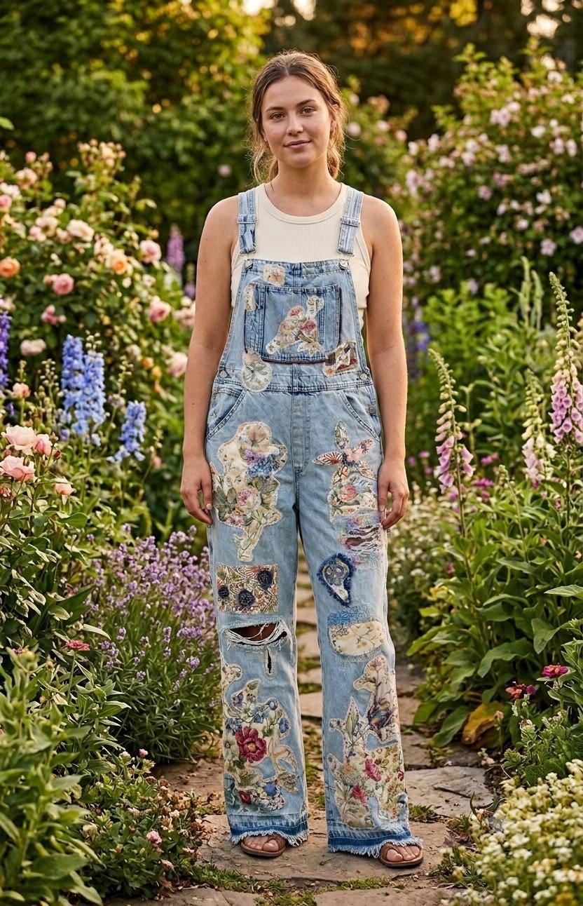 Floral Denim Overalls - Etsy