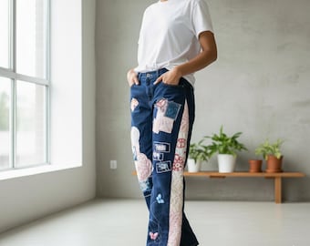 Mott & Bow  Dark Denim Patchwork Boyfriend Jean