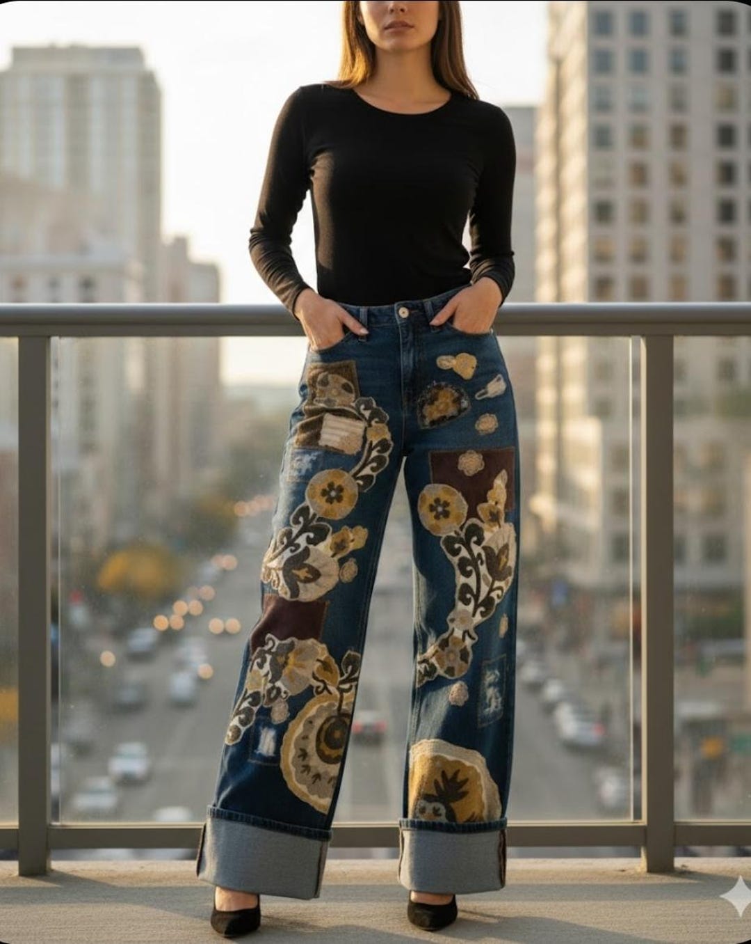 denim wide-leg casual patchwork python pants | wide... Vintage-inspired Upcycled Patchwork Denim Wide Leg Pant. Size 6(28) - Etsy