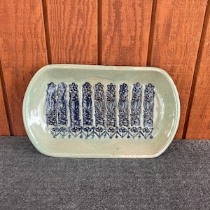 Vintage handmade ceramic pottery platter. One-of-a kind amateur design.
