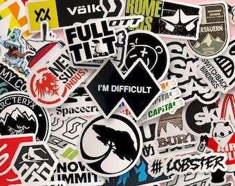 Snowboard & Ski Stickers Pack | 10-100 PCS | Ski Brands, Ski Mountain Resort Helmet Decals | Durable, Laptop, Water bottle, Skate Stickers