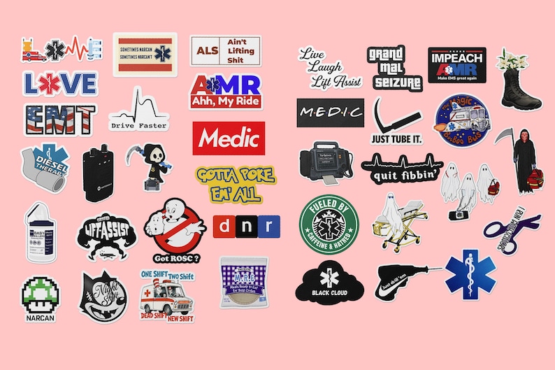 EMT Paramedic Sticker Pack | Waterproof Funny First Responder Decals | EMS Medic Gear | Sarcastic Health Care Humor Gifts | Hospital Humor image 6