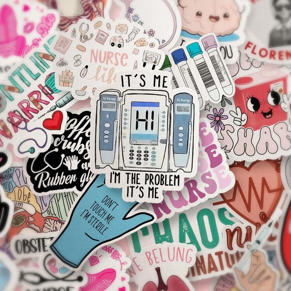Nursing Sticker Pack | Wasserdichte medizinische Humor Aufkleber | Krankenschwester Aufkleber | Krankenhaus RN CNA Geschenke | Zubehör für die Gesundheitsfürsorge