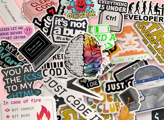Funny Coding Stickers | Waterproof Tech Humor Decals, Laptop & Water Bottle