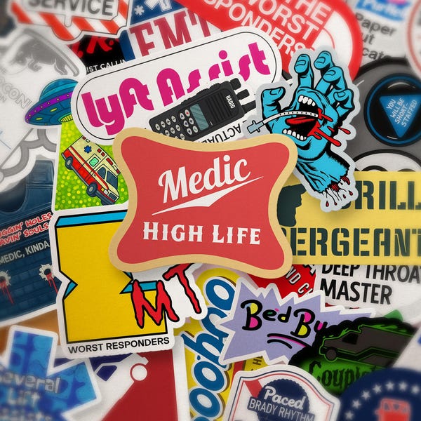 EMT Paramedic Sticker Pack | Waterproof Funny First Responder Decals | EMS Medic Gear | Sarcastic Health Care Humor Gifts | Hospital Humor