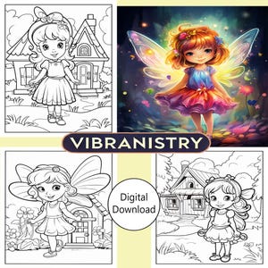 Printable Fairy Girl Coloring Pages - 8 Cozy Little Cute Designs for Kids | Fun & Relaxing Digital Download for Girls to Color