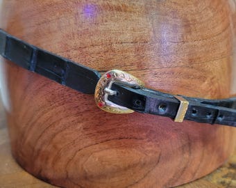 Exotic Caiman Alligator Leather Cowboy Hatband 1/2 inch Wide