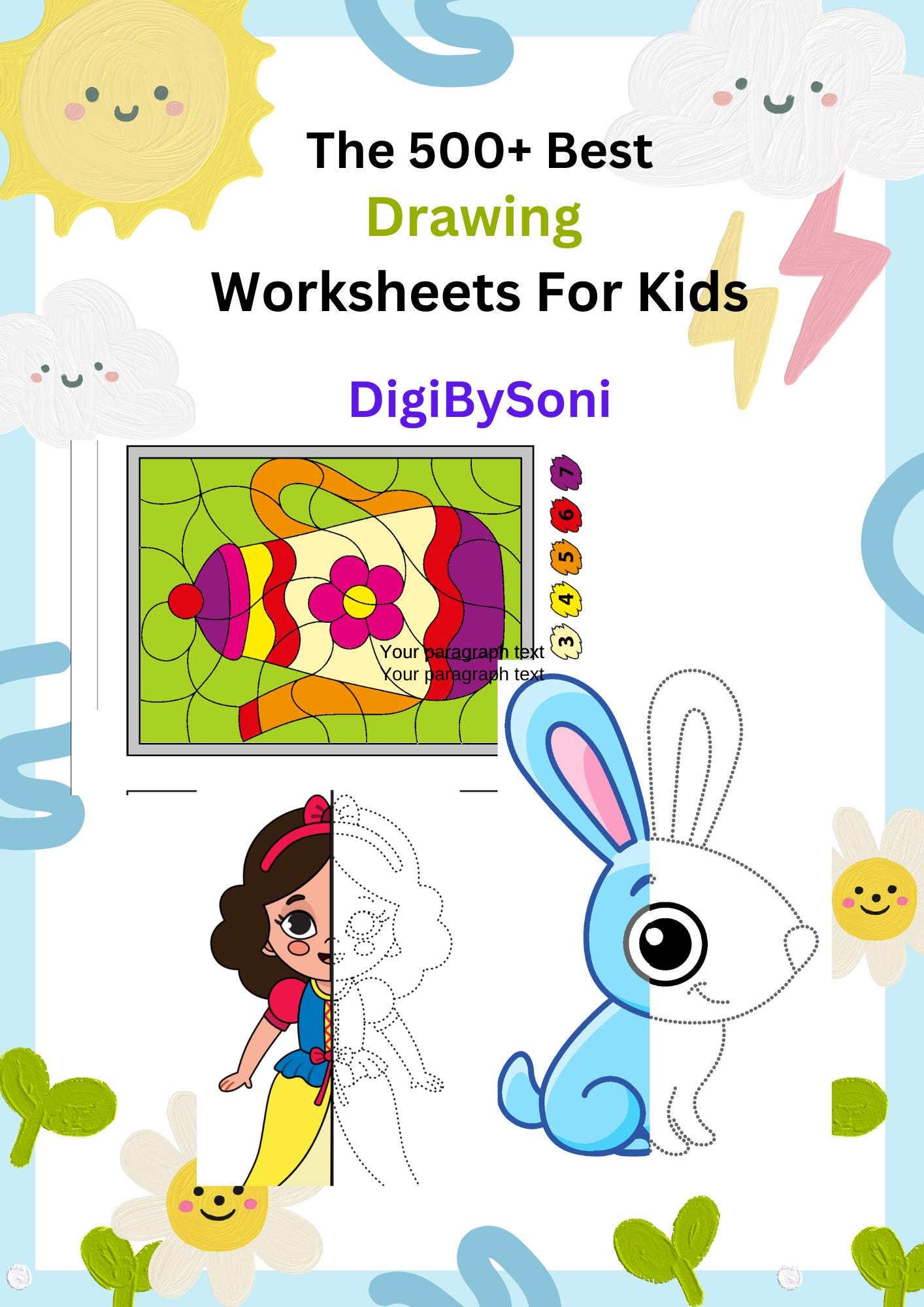 Drawing & Coloring Printable Worksheets for Kids - Etsy
