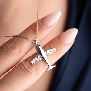 Airplane Pendant Necklace, Travel Lover Jewelry Gift For Her, Pilot Flight Travel Gift Jewelry, Flight Attendant Jewelry, Meaningful Gift