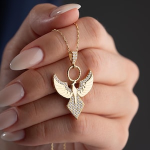 Guardian Phoenix Necklace, Legendary Fire Bird Jewelry, Symbol of Rebirth and Renewal, Protection Charm, Gift For Good Luck, Bridesmaid Gift