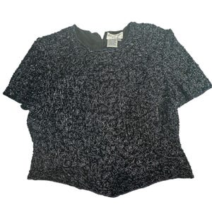 Blusa vintage de seda con cuentas para noche de Adrianna Papell 18W Boutique, estilo años 90, para mujer de negocios imagen 1