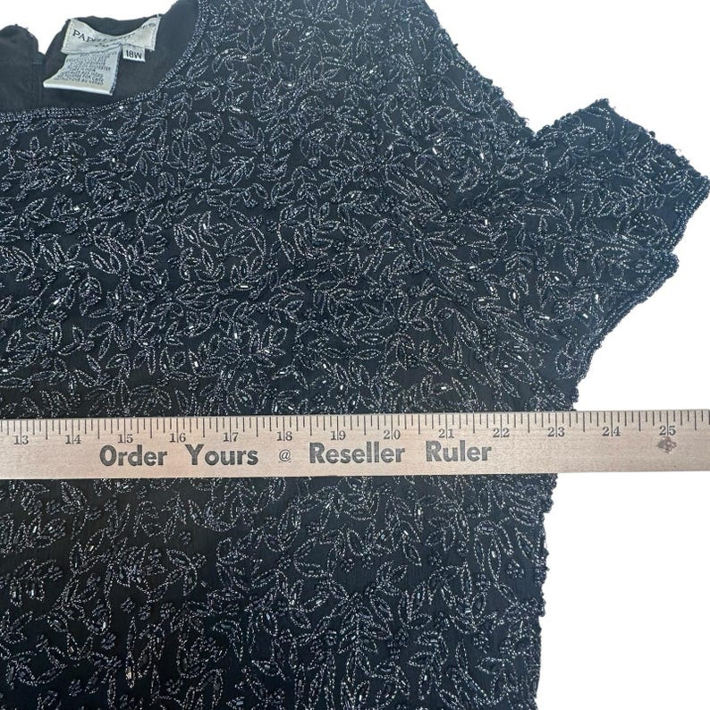 Blusa vintage de seda con cuentas para noche de Adrianna Papell 18W Boutique, estilo años 90, para mujer de negocios imagen 8