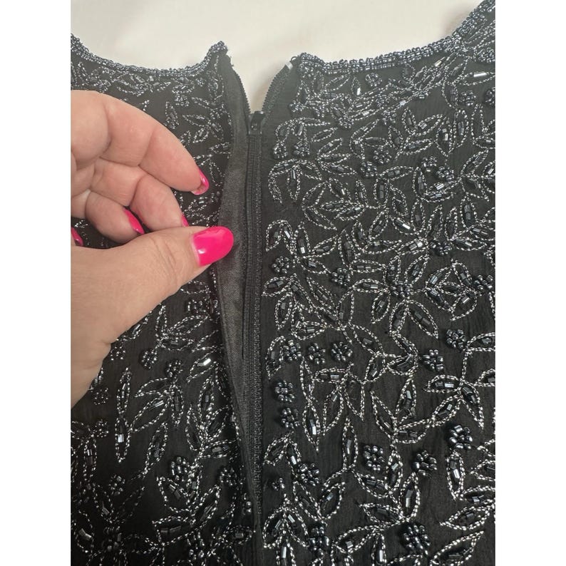 Blusa vintage de seda con cuentas para noche de Adrianna Papell 18W Boutique, estilo años 90, para mujer de negocios imagen 6