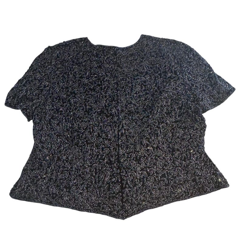 Blusa vintage de seda con cuentas para noche de Adrianna Papell 18W Boutique, estilo años 90, para mujer de negocios imagen 5