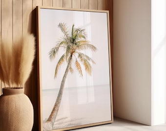 Palm Tree Print, Minimalist Palm Tree Poster, Boho Beach Decor, Beach Wall Art, Tropical Tree Print, Coastal Home Decor, Printable Palm Tree