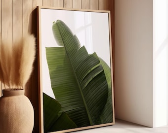 Bananenpalmblätter Digitaldruck, Palmenblätter Dekor, Minimalistischer Palmenblatt Druck, Boho Wohndekor, Tropische Pflanzen Druck, moderner Dschungel Druck