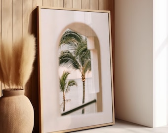 Palm Tree Print, Coastal Decor, Minimalist Palm Tree Poster, Boho Beach Decor, Beach Vibe Wall Decor, Tropical Print, Palm Tree Arch Print