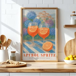 Retro Aperol Spritz Cocktail Print, Italian Kitchen Decor, Spritz Recipe Poster, Vintage Aperol Art Digital Download, Mediterranean Wall Art