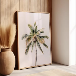 Palm Tree Print, Coastal Decor, Minimalist Palm Tree Poster, Boho Beach Decor, Beach Vibe Wall Decor, Tropical Print, Printable Large Print