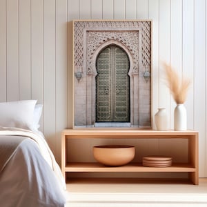Moroccan Door Print, Printable Arabic Architecture Art, Boho Print, Morocco Art, Moroccan Green Door Print, Moroccan Ornaments Wall Art