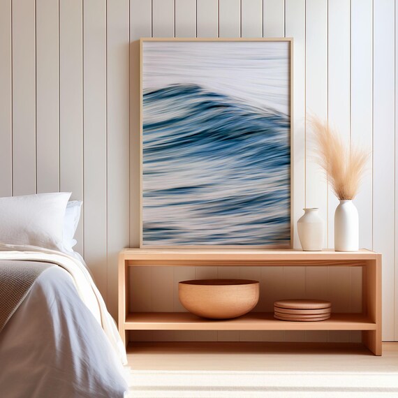 Abstract Ocean Wave Art, Minimalist Beach Decor, Chic Coastal Home