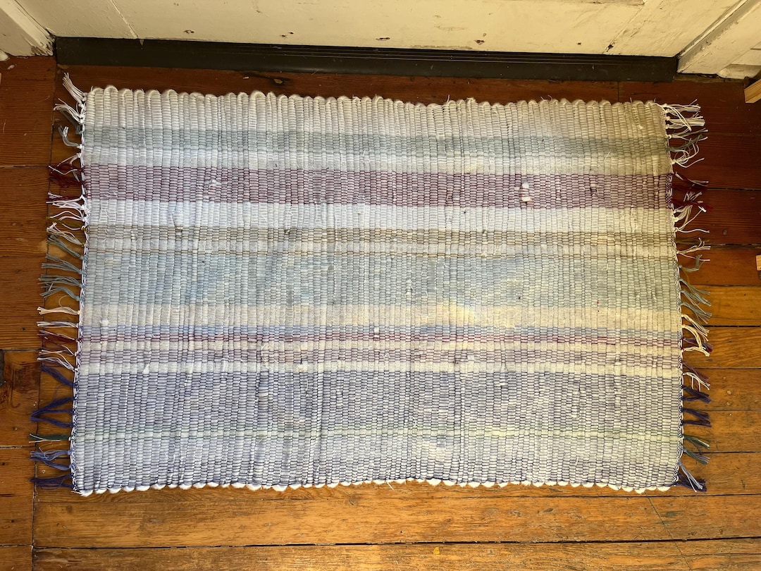 Woven Wool Rag Rug Handwoven White Wool Rag Rug - Etsy