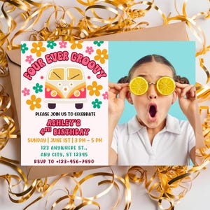 Groovy One Birthday Invitation: Daisy Hippie Retro 70s (Digital File)